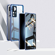 Funda Bumper Lujo Marco de Aluminio Espejo 360 Grados Carcasa P01 para Xiaomi Mi 12T Pro 5G Azul