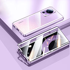 Funda Bumper Lujo Marco de Aluminio Espejo 360 Grados Carcasa P01 para Xiaomi Mi 13 Lite 5G Morado