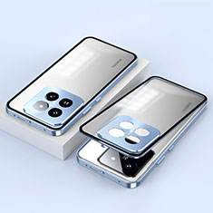 Funda Bumper Lujo Marco de Aluminio Espejo 360 Grados Carcasa P01 para Xiaomi Mi 14 5G Azul