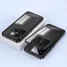 Funda Bumper Lujo Marco de Aluminio Espejo 360 Grados Carcasa P01 para Xiaomi Mi 14 5G Negro