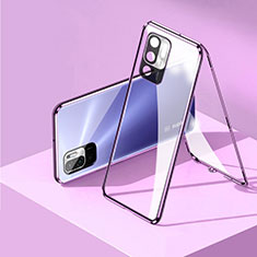 Funda Bumper Lujo Marco de Aluminio Espejo 360 Grados Carcasa P01 para Xiaomi POCO M3 Pro 5G Morado