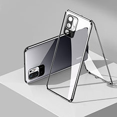Funda Bumper Lujo Marco de Aluminio Espejo 360 Grados Carcasa P01 para Xiaomi Redmi Note 10T 5G Negro