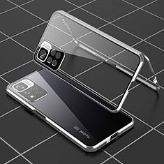 Funda Bumper Lujo Marco de Aluminio Espejo 360 Grados Carcasa P01 para Xiaomi Redmi Note 11 Pro+ Plus 5G Plata