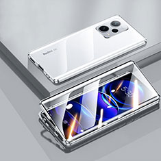 Funda Bumper Lujo Marco de Aluminio Espejo 360 Grados Carcasa P01 para Xiaomi Redmi Note 12 5G Plata
