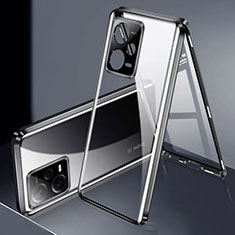 Funda Bumper Lujo Marco de Aluminio Espejo 360 Grados Carcasa P01 para Xiaomi Redmi Note 12 Explorer Negro