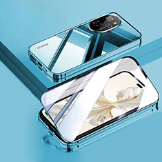 Funda Bumper Lujo Marco de Aluminio Espejo 360 Grados Carcasa P02 para Huawei Honor 100 Pro 5G Azul