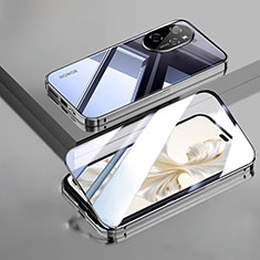 Funda Bumper Lujo Marco de Aluminio Espejo 360 Grados Carcasa P02 para Huawei Honor 100 Pro 5G Negro