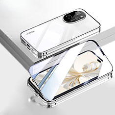 Funda Bumper Lujo Marco de Aluminio Espejo 360 Grados Carcasa P02 para Huawei Honor 100 Pro 5G Plata