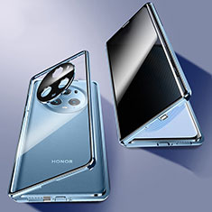 Funda Bumper Lujo Marco de Aluminio Espejo 360 Grados Carcasa P02 para Huawei Honor Magic5 Pro 5G Azul