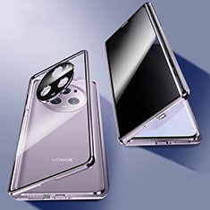 Funda Bumper Lujo Marco de Aluminio Espejo 360 Grados Carcasa P02 para Huawei Honor Magic5 Pro 5G Morado