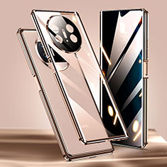 Funda Bumper Lujo Marco de Aluminio Espejo 360 Grados Carcasa P02 para Huawei Mate X3 Oro