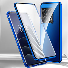 Funda Bumper Lujo Marco de Aluminio Espejo 360 Grados Carcasa P02 para OnePlus Ace 2 Pro 5G Azul