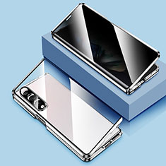 Funda Bumper Lujo Marco de Aluminio Espejo 360 Grados Carcasa P02 para Samsung Galaxy Z Fold4 5G Plata
