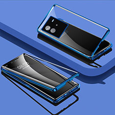 Funda Bumper Lujo Marco de Aluminio Espejo 360 Grados Carcasa P02 para Vivo iQOO Neo6 5G Azul