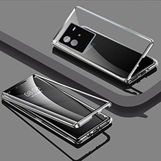 Funda Bumper Lujo Marco de Aluminio Espejo 360 Grados Carcasa P02 para Vivo iQOO Neo6 5G Plata