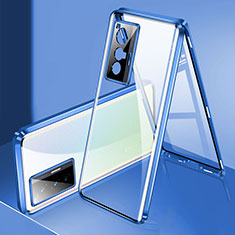 Funda Bumper Lujo Marco de Aluminio Espejo 360 Grados Carcasa P02 para Vivo X70 5G Azul