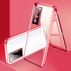 Funda Bumper Lujo Marco de Aluminio Espejo 360 Grados Carcasa P02 para Vivo X70 5G Rojo