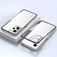 Funda Bumper Lujo Marco de Aluminio Espejo 360 Grados Carcasa P02 para Xiaomi Redmi Note 12 5G Plata