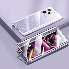 Funda Bumper Lujo Marco de Aluminio Espejo 360 Grados Carcasa P02 para Xiaomi Redmi Note 12 Pro 5G Morado