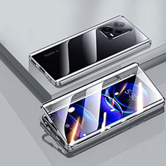 Funda Bumper Lujo Marco de Aluminio Espejo 360 Grados Carcasa P02 para Xiaomi Redmi Note 12 Pro 5G Negro
