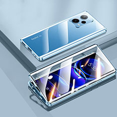 Funda Bumper Lujo Marco de Aluminio Espejo 360 Grados Carcasa P02 para Xiaomi Redmi Note 12 Pro+ Plus 5G Azul