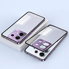 Funda Bumper Lujo Marco de Aluminio Espejo 360 Grados Carcasa P02 para Xiaomi Redmi Note 13 Pro 5G Morado
