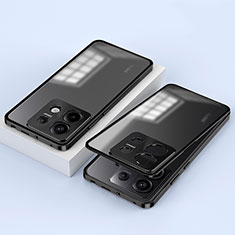 Funda Bumper Lujo Marco de Aluminio Espejo 360 Grados Carcasa P02 para Xiaomi Redmi Note 13 Pro 5G Negro