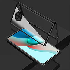 Funda Bumper Lujo Marco de Aluminio Espejo 360 Grados Carcasa P02 para Xiaomi Redmi Note 9T 5G Negro