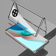 Funda Bumper Lujo Marco de Aluminio Espejo 360 Grados Carcasa P02 para Xiaomi Redmi Note 9T 5G Plata