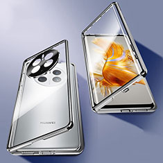 Funda Bumper Lujo Marco de Aluminio Espejo 360 Grados Carcasa P03 para Huawei Mate 50 Pro Plata