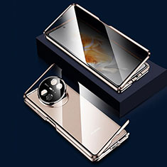 Funda Bumper Lujo Marco de Aluminio Espejo 360 Grados Carcasa P03 para Huawei Mate X3 Oro