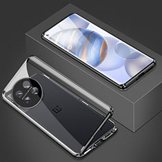 Funda Bumper Lujo Marco de Aluminio Espejo 360 Grados Carcasa P03 para OnePlus 11 5G Negro
