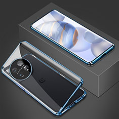 Funda Bumper Lujo Marco de Aluminio Espejo 360 Grados Carcasa P03 para OnePlus Ace 2 Pro 5G Azul