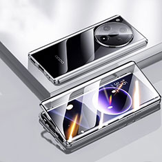 Funda Bumper Lujo Marco de Aluminio Espejo 360 Grados Carcasa P03 para Oppo Find X7 5G Negro