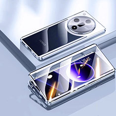 Funda Bumper Lujo Marco de Aluminio Espejo 360 Grados Carcasa P03 para Oppo Find X7 5G Plata