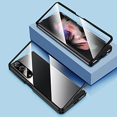 Funda Bumper Lujo Marco de Aluminio Espejo 360 Grados Carcasa P03 para Samsung Galaxy Z Fold4 5G Negro