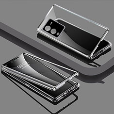 Funda Bumper Lujo Marco de Aluminio Espejo 360 Grados Carcasa P03 para Vivo V25 Pro 5G Plata