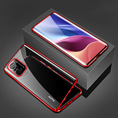 Funda Bumper Lujo Marco de Aluminio Espejo 360 Grados Carcasa P03 para Xiaomi Mi 11X Pro 5G Rojo