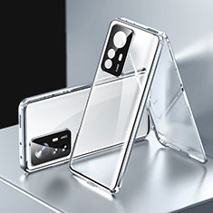 Funda Bumper Lujo Marco de Aluminio Espejo 360 Grados Carcasa P03 para Xiaomi Mi 12T 5G Plata