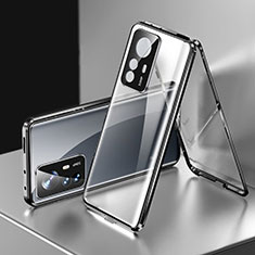 Funda Bumper Lujo Marco de Aluminio Espejo 360 Grados Carcasa P03 para Xiaomi Mi 12T Pro 5G Negro