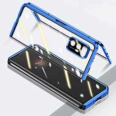 Funda Bumper Lujo Marco de Aluminio Espejo 360 Grados Carcasa P03 para Xiaomi Mix Fold 5G Azul