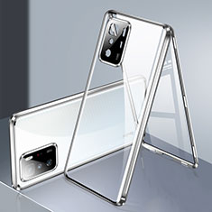 Funda Bumper Lujo Marco de Aluminio Espejo 360 Grados Carcasa P03 para Xiaomi Redmi Note 10 Pro 5G Plata