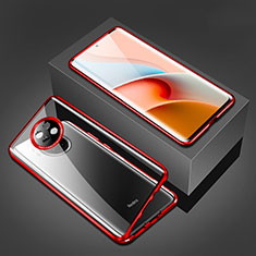 Funda Bumper Lujo Marco de Aluminio Espejo 360 Grados Carcasa P03 para Xiaomi Redmi Note 9T 5G Rojo