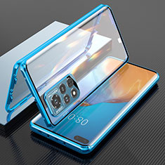 Funda Bumper Lujo Marco de Aluminio Espejo 360 Grados Carcasa P04 para Huawei Honor V40 5G Azul