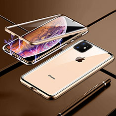 Funda Bumper Lujo Marco de Aluminio Espejo 360 Grados Carcasa para Apple iPhone 11 Oro