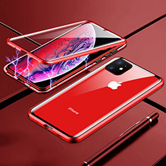Funda Bumper Lujo Marco de Aluminio Espejo 360 Grados Carcasa para Apple iPhone 11 Rojo