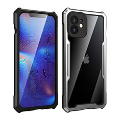 Funda Bumper Lujo Marco de Aluminio Espejo 360 Grados Carcasa para Apple iPhone 12 Plata y Negro