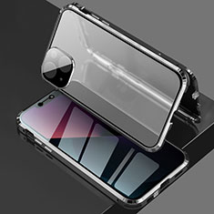 Funda Bumper Lujo Marco de Aluminio Espejo 360 Grados Carcasa para Apple iPhone 13 Mini Negro