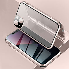 Funda Bumper Lujo Marco de Aluminio Espejo 360 Grados Carcasa para Apple iPhone 13 Oro Rosa