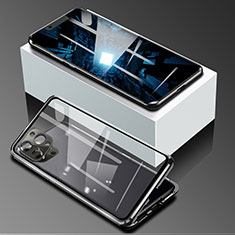 Funda Bumper Lujo Marco de Aluminio Espejo 360 Grados Carcasa para Apple iPhone 13 Pro Max Negro